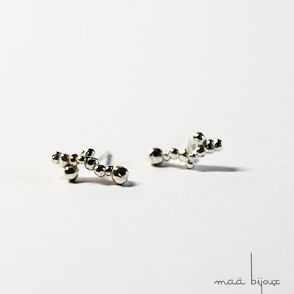 Boucle oreille minimaliste en argent massif, Puce mini bulles, Clous deuxième troue, Boucles d'oreille petites boules, Piercing, Sans nickel