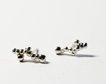 Pendiente minimalista de plata maciza, mini pendiente de burbuja, segundo agujero, bola pequeña, piercing, sin níquel