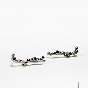 Bijoux d'oreille en argent massif, Goupille bulle, Boucle d'oreille pour lobe, Manchette petites boules, Ear cuff, Ear pin, Fait main France