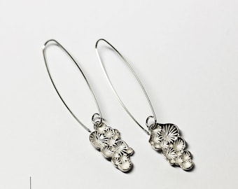 Boucles d'oreilles pendantes de la collection Corail, en argent massif 925 recyclé, Fait main en France dans mon atelier