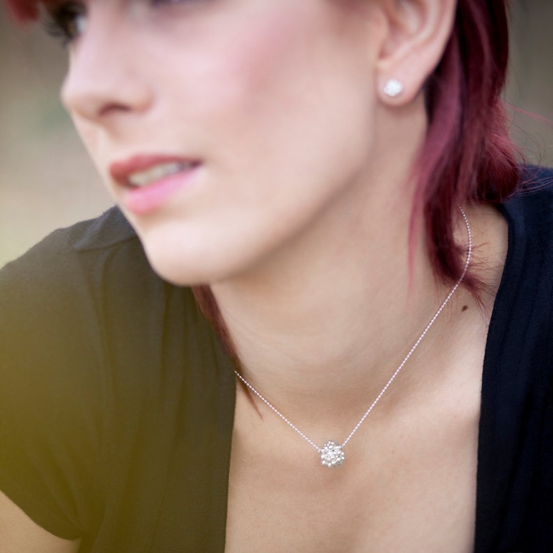 Modern necklace Recycled silver ball French handmade Sterling silver necklace Nugget pendant Discreet day collar Bubble pendant