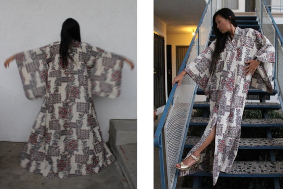 Unique Vintage 70s 80s Sparkle Kimono Robe Dress … - image 3