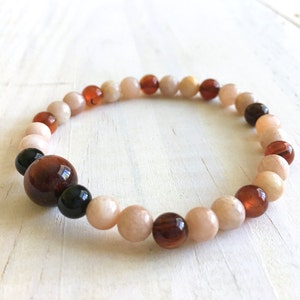 Sunstone And Dream Agate Mala Bracelet, Matching Mala Bead Bracelet, Natural Beaded Bracelet, Stretch Bracelet, Yoga Stye Jewelry