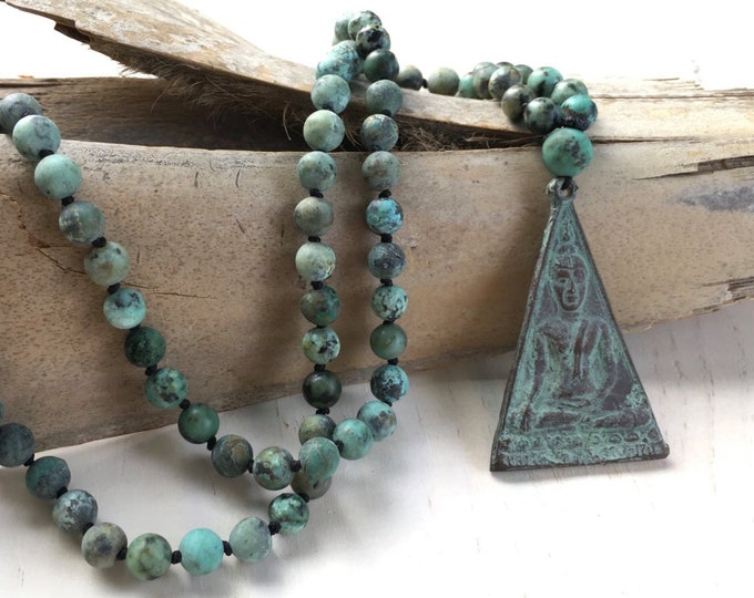 Mala Beads For Change - Buddha Pendant Mala Necklace - 108 Bead Knotted Mala - Unisex Mala - Hand Knotted - Mindfulness Gift Idea