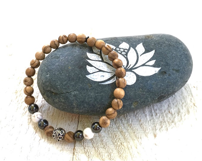 Agarwood Yoga Bracelet, Bohemian Style Jewelry, Mala Bead Accessory, Natural Healing Jewelry, Mala Inspired Jewelry, Casual Stretch Bracelet