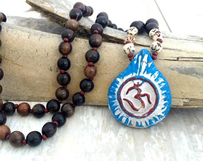 Tiger Ebony Wood Mala Necklace - OM Mala Beads - Boho Style Mala - 108 Beads - Unique Mala Beads - Mala For Mindfulness - Unisex Mala