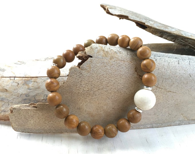 Riverstone Beaded Bracelet, Natural Boho Style Bracelet, Hippie Jewelry, Trending Stacking Bracelet, Yoga Jewelry, Healing Stone Jewelry