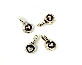Dainty Heart Charm - Charm For Tassel - Mala Bead Necklace Charm - Karen Hill Tribe Silver Charm