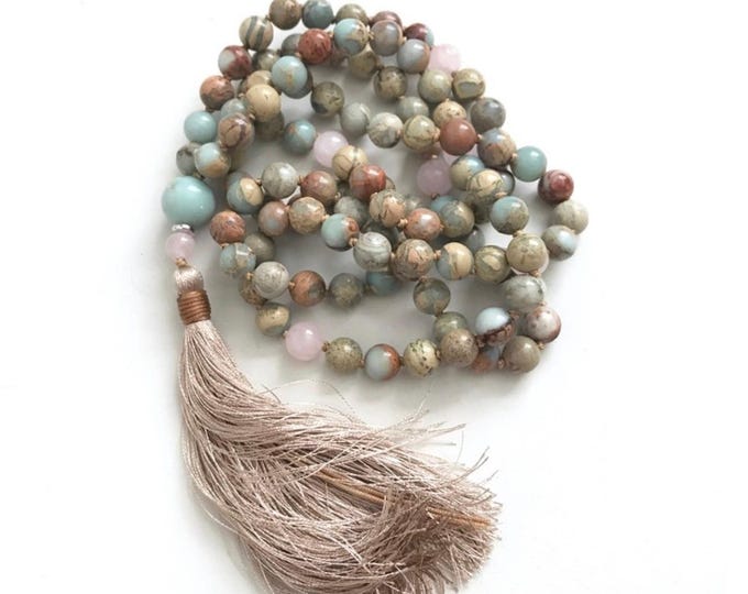 Mala For Compassion & Balance: African Opal 108 Bead Mala Necklace