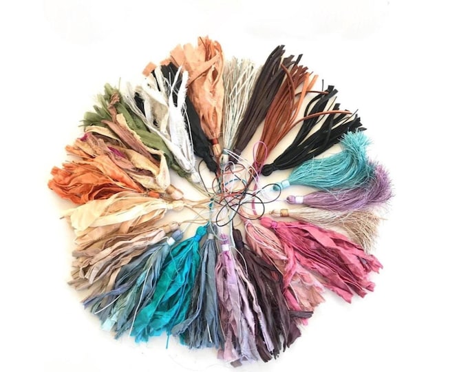 Handmade Sari Silk Tassel: Add To Mala Beads, Crafting Tassel, Pillow Accessory