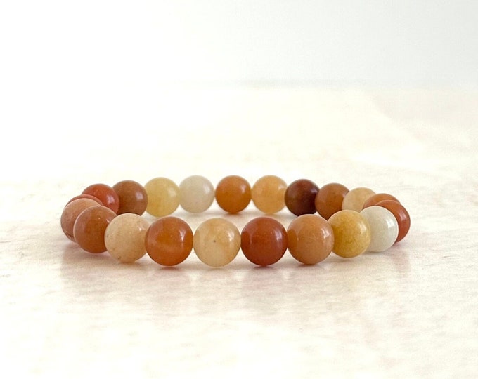 ORANGE AVENTURINE - Enhance Creativity - Soothing Stone - Stretch Bracelet - Mala Bracelet - Yoga Jewelry