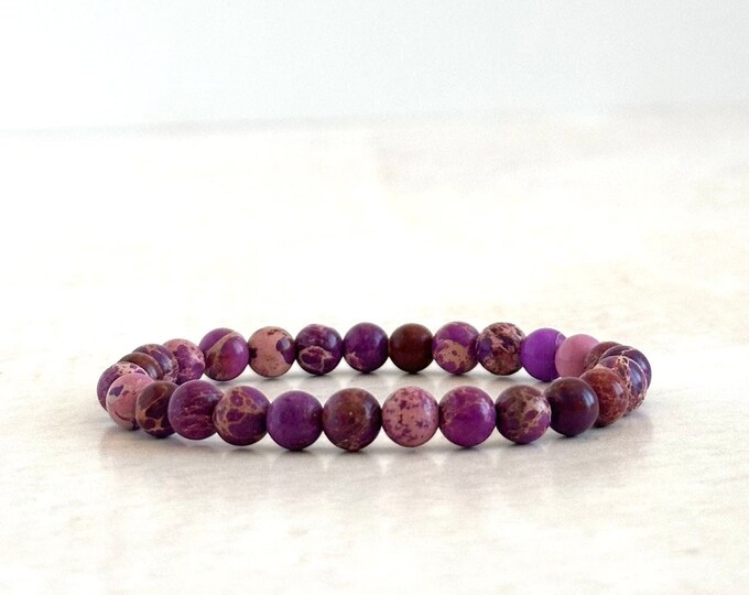 Imperial Jasper  -  Stretch Bracelet - Stacking Bracelet - Casual Festival Jewelry - Mala Bead Bracelet