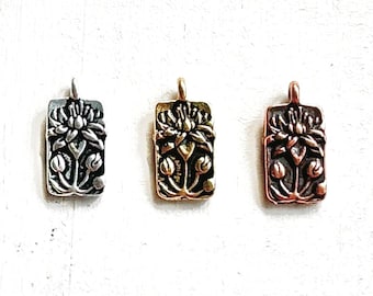 Lotus Flower Pendant, Lotus Flower Charm, Mala Bead Charm, Tassel Jewelry Charm, Yoga Charm, Customize Your Mala Beads