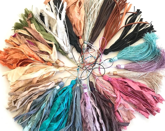 Handmade Sari Silk Tassel: Add To Mala Beads, Crafting Tassel, Pillow Accessory