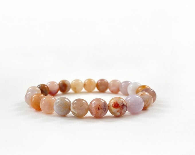 CRAZY LACE AGATE - Mala Bead Bracelet - Stretch Bracelet - Yoga Gift Idea - Brings Joy - Uplifting Stone - Meditation Stones