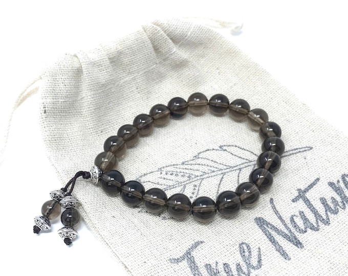 Smoky Quartz Mala Bracelet, Beaded Stretch Bracelet, Bracelet To Match Your Mala Beads, Yoga Jewelry, Yoga Meditation Beads, Boho Jewelry