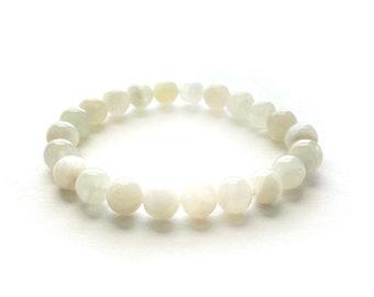 MOONSTONE - Stretch Bracelet - Cleanse Negativity From Chakras - Yoga Gift Idea - Stone For Women