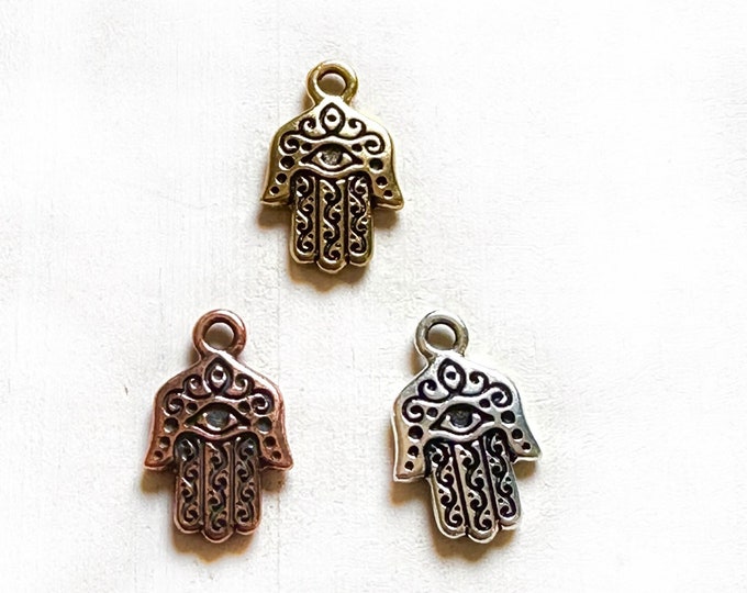 Hamsa Hand Charm, Tassel Charm, Mala Bead Charm, Yoga Jewelry, Charm For Tassel Jewelry, Hamsa Pendant