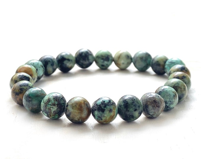 AFRICAN TURQUOISE - Stone For Positive Change - Open The Mind To New Ideas - Natural Healing - Stretch Bracelet