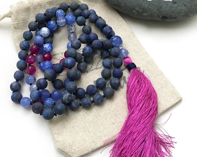 Mala For Acceptance  - Mala Bead Necklace - Lapis Lazuli Tassel Mala - 108 Bead Mala - Prayer Beads - Yoga Meditation Beads