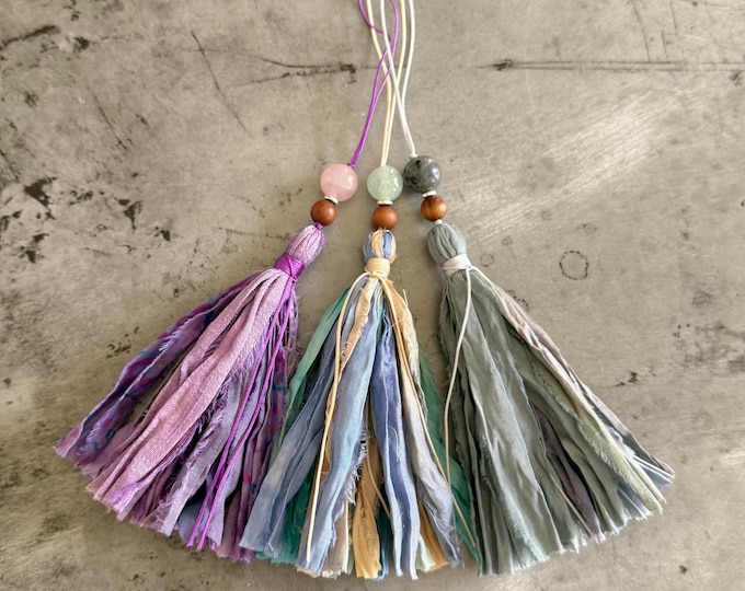 Sari Silk Tassel with Guru Bead, Make Your Own Mala Beads