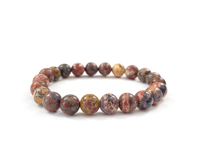 LEOPARDSKIN JASPER - Beads For Calm & Stability - Mala Beads - Stretch Bracelet - Stackable Bracelets - Match Your Mala