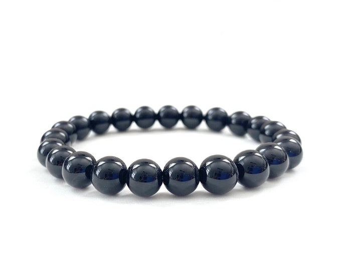 BLACK OBSIDIAN - Mala Bracelet - Achieve Your Goals - Develop Intuition - Grounding Stone - Stretch Bracelet - Unisex Bracelet