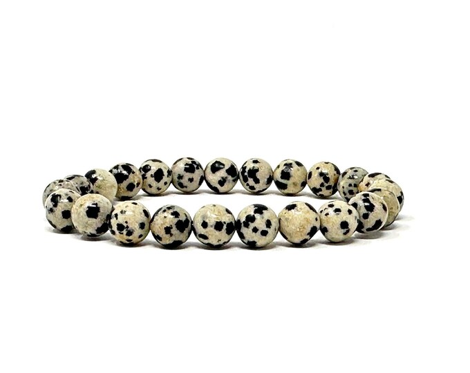 DALMATION JASPER - Stretch Bracelet - Mala Bead Bracelet - Ease Emotional Stresses - Protective Stone - Match Your Mala Beads