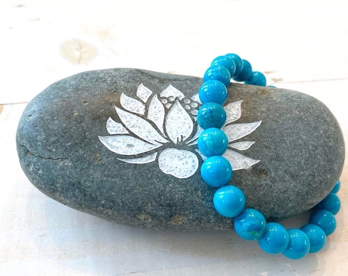 TURQUOISE - Open All The Chakras - Stretch Bracelet - Mala Beads - Protective Stone - Stacking Bracelet