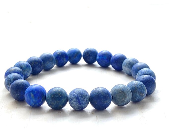 LAPIS LAZULI - Stone Of Friendship - Helps Keep Negative Energy Away - Stretch Bracelet - Natural Healing Jewelry - Yoga Gift Idea
