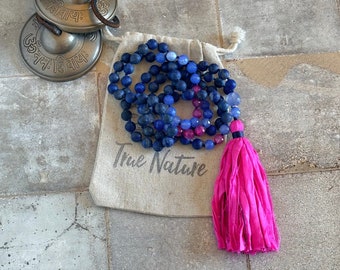 Encourage Honesty Of The Spirit  - Mala Beads - Lapis Lazuli Mala Necklace - 108 Beaded Mala - Prayer Beads - Yoga Meditation Beads