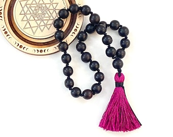 Black Ebony Pocket Mala - 27 Bead Mala - Travel Mala - Meditation Bead Mala - Yoga Beads - Wood Mala - Hand Knotted Mala