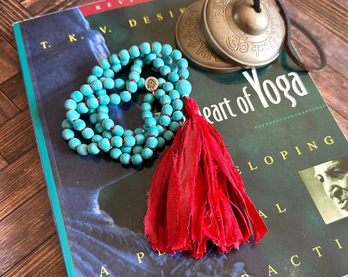 New Beginnings Mala - Howlite Mala Necklace - 108 Bead Mala - Yin Yang Charm Mala - Vibrant Energy Mala Beads - Unisex Mala Necklace