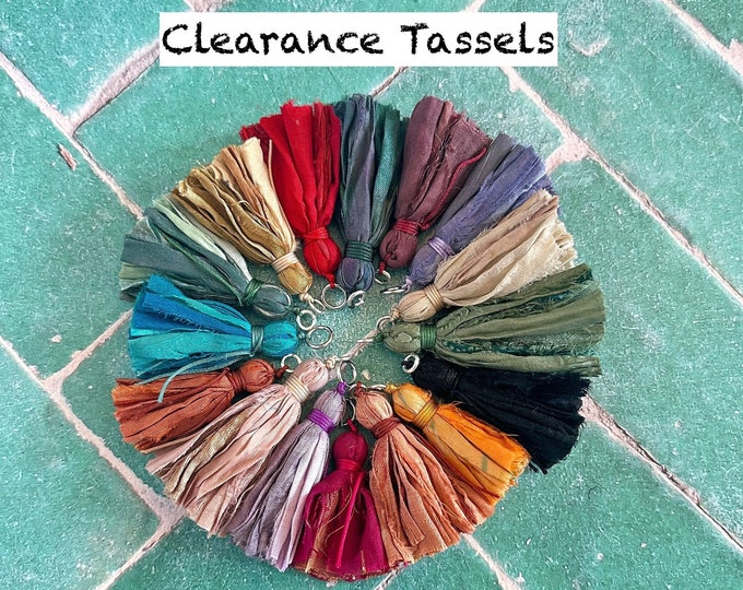 Clearance Tassels - Tassels For Mala Beads - Sari Silk Fabric Tassels - Tassels For Crafts - Unique Tassels