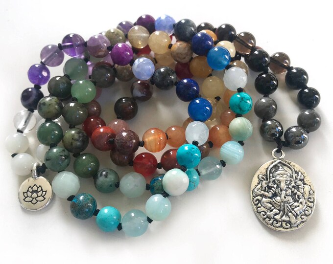 Balace The Chakras - Mala Beads - Chakra Healing Mala Necklace - 108 Beaded Mala  - Silk Tassel - Prayer Beads