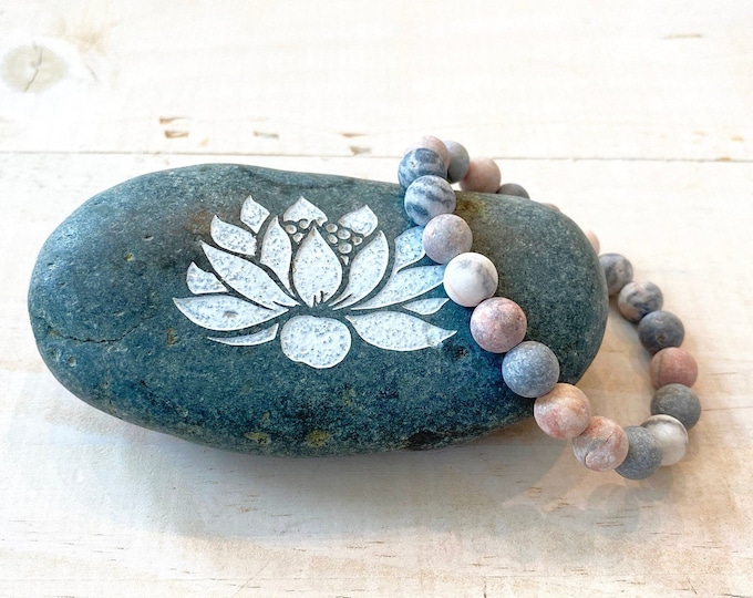 PINK ZEBRA JASPER - Promotes Balance & Grounding - Increase Joy Of Life - Stretch Bracelet - Natural Healing - Stretch Bracelet