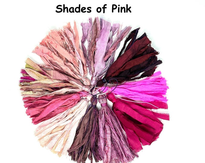 Shades Of Pink Sari Silk Tassels - Tassels For Mala Beads Or Crafts - Several Choices For How To Connect