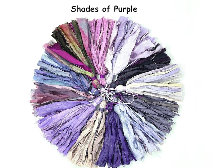 Shades Of Purple Sari Silk Tassels - Fabric Tassels - Tassel For Mala Beads - Customize Your Mala Necklace - Tassels For Crafts