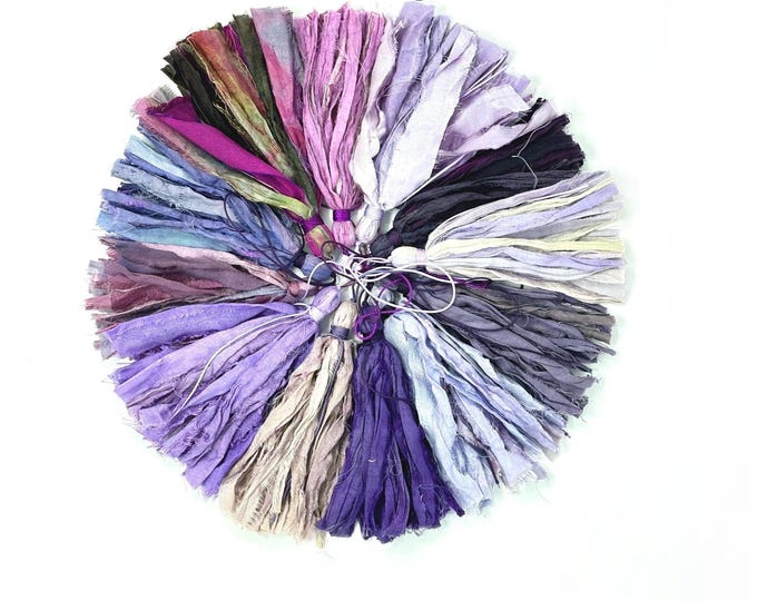 Purple Sari Silk Tassels - Handmade Mala Tassel - Jewelry Making Tassels - Boho Tassel For Home Decor - Mala Bead Tassels