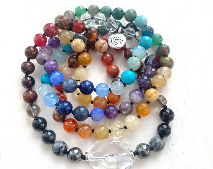 Balace The Chakras - Mala Beads - Chakra Healing Mala Necklace - 108 Beaded Mala  - Silk Tassel - Prayer Beads