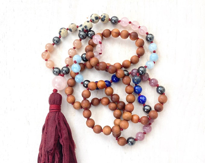 Calm & Tranquility Mala Beads - 108 Bead Mala - Hand Knotted - Mala Necklace For Healing - Feel Alive And Joyful