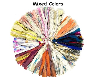 Mixed Colors Sari Silk Tassels - Fabric Tassels - Mala Bead Tassels - Customize Your Mala Necklace - Tassels For Crafting