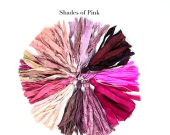 Pink Sari Silk Tassels - Sari Silk Tassels For Malas - Boho Craft Supply - Jewelry - Handmade - Decorative Tassel For Pillows