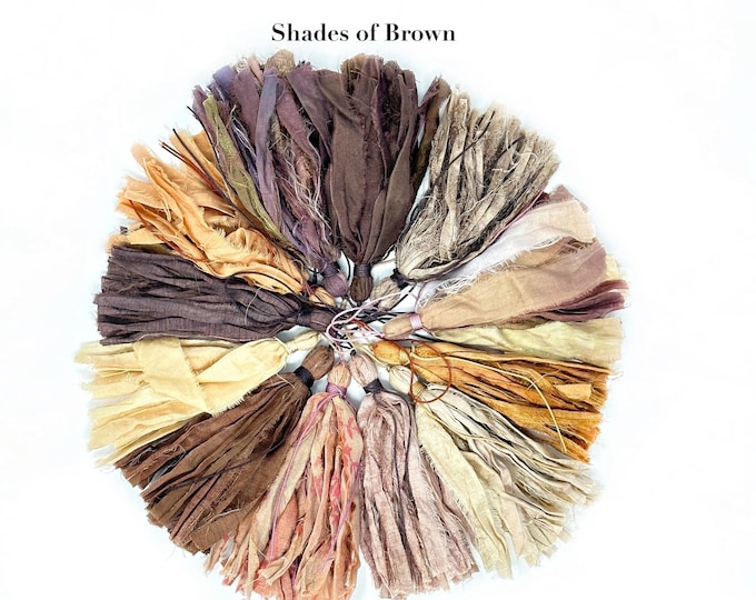 Brown Sari Silk Tassel: Handmade Recycled Fabric, Tassel For Mala Necklace, DIY Options