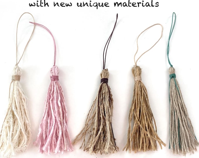 Handmade Fiber Tassels: Natural Linen, Hemp, Nettle