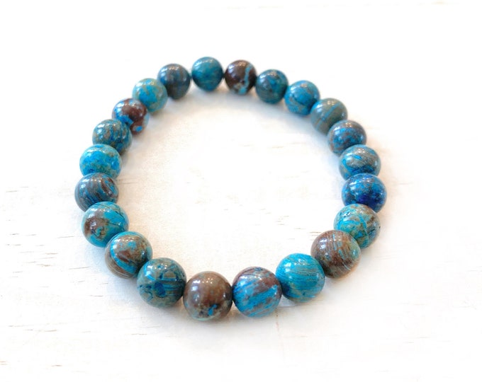 Blue Sky Jasper - Balance The Emotions - Stretch Bracelet - Mala Beads - Yoga Jewelry - Casual Jewelry - Yoga Gift Ideas