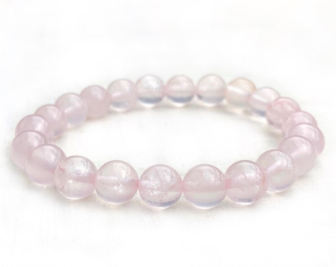 ROSE QUARTZ - Inner Peace - Mala Bracelet - Curb Depression & Addictions - Stretch Bracelet - Self Love - Yoga Gift Idea - Natural Healing