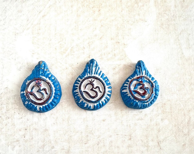 OM Pendant - Pendant For Mala Beads - Clay Pendant - Hand Painted - Unique Mala Bead Pendants