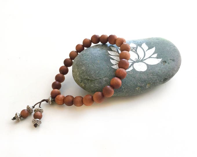 Sandalwood Stretch Mala, Natural Healing Sandalwood Beaded Bracelet, Yoga Jewelry, Mala Beads, Spiritual Jewelry, Stretch Bracelet
