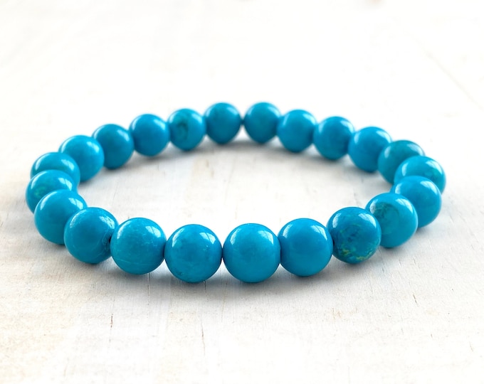 TURQUOISE - Open All The Chakras - Stretch Bracelet - Mala Beads - Protective Stone - Stacking Bracelet